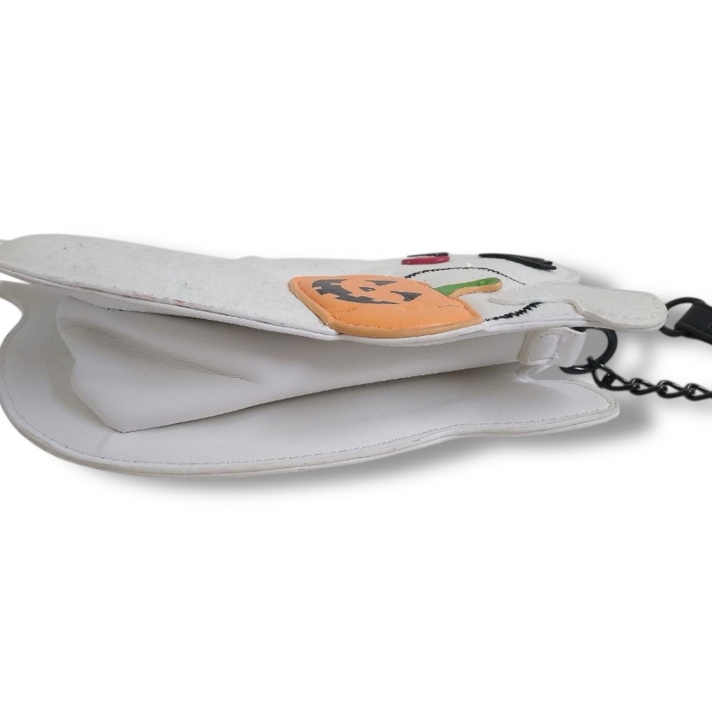RARE Betsey Johnson Halloween XOGHOSTY White Glitter Crossbody Bag With Pumpkin - Picture 4 of 7